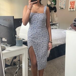 Floral linen midi dress